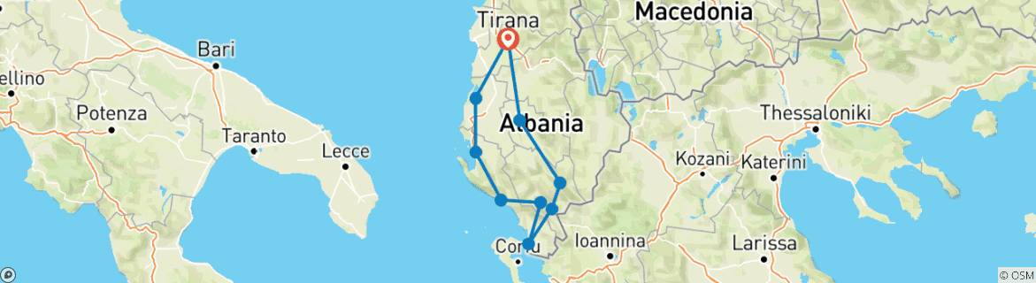 Image d'une carte montrant l'itinéraire du circuit