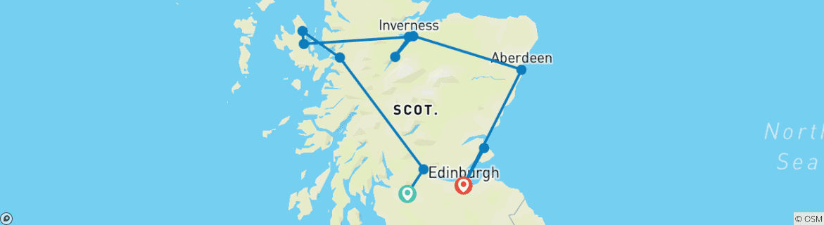 Image d'une carte montrant l'itinéraire du circuit