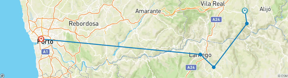 Image d'une carte montrant l'itinéraire du circuit