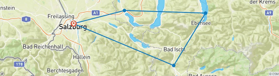 Foto van een kaart met de route van de rondreis