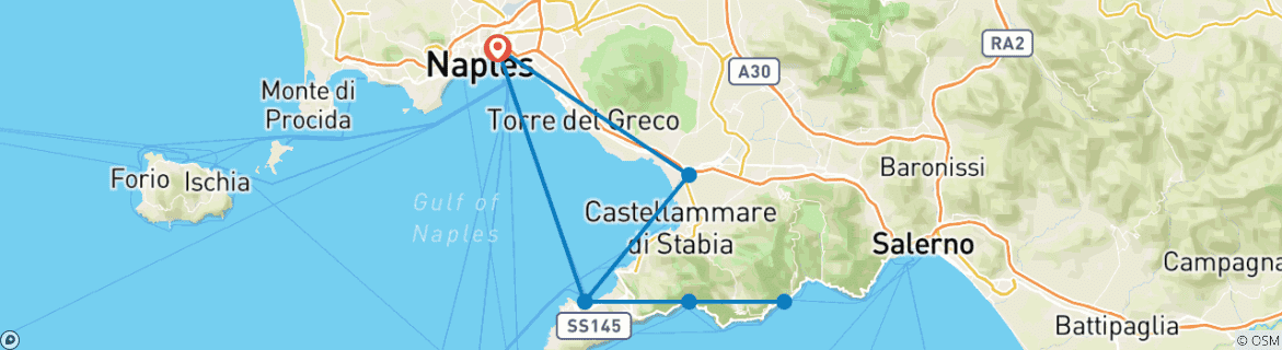 Image d'une carte montrant l'itinéraire du circuit