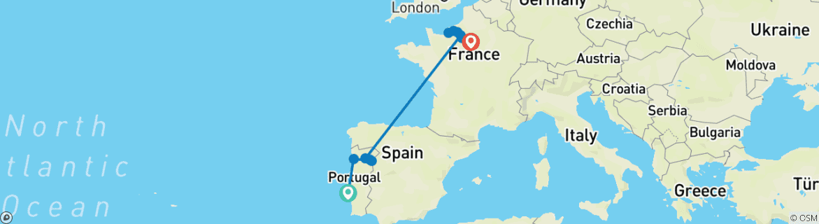 Foto van een kaart met de route van de rondreis