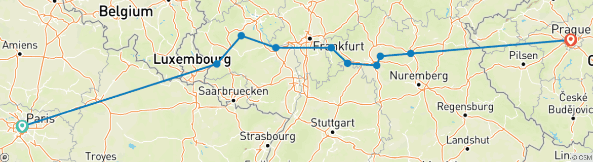 Image d'une carte montrant l'itinéraire du circuit