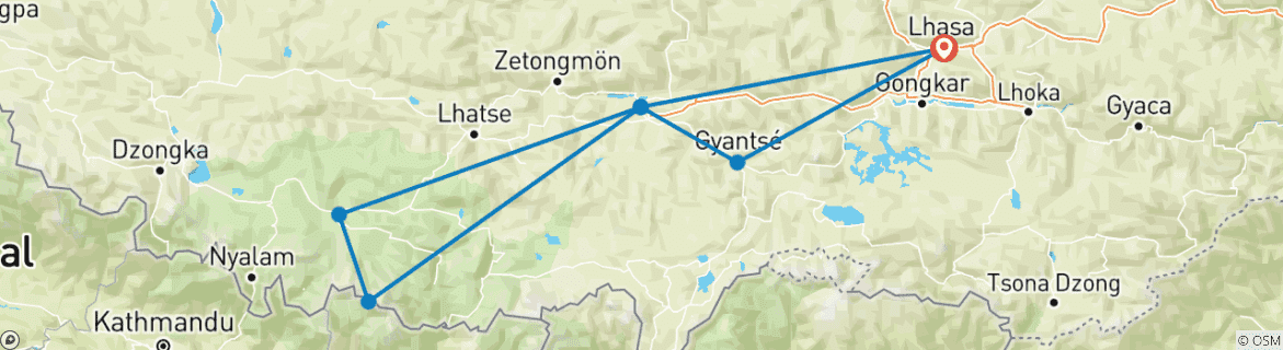 Image d'une carte montrant l'itinéraire du circuit