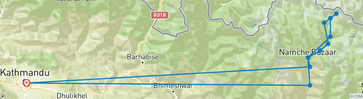 Image d'une carte montrant l'itinéraire du circuit