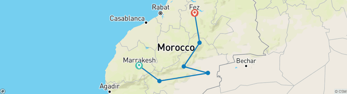Image d'une carte montrant l'itinéraire du circuit