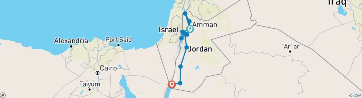 Karte mit der Reiseroute