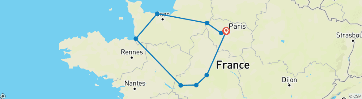 Image d'une carte montrant l'itinéraire du circuit