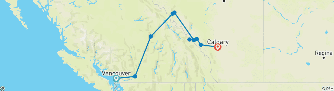 Foto van een kaart met de route van de rondreis