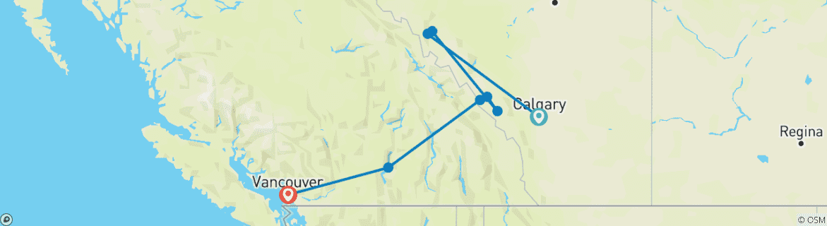 Foto van een kaart met de route van de rondreis