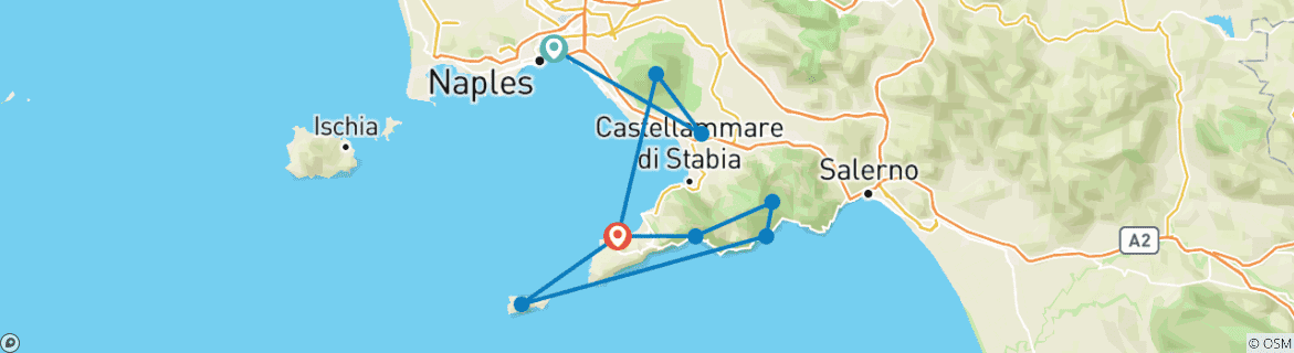 Image d'une carte montrant l'itinéraire du circuit