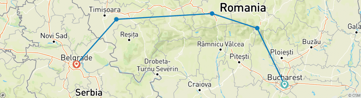 Image d'une carte montrant l'itinéraire du circuit