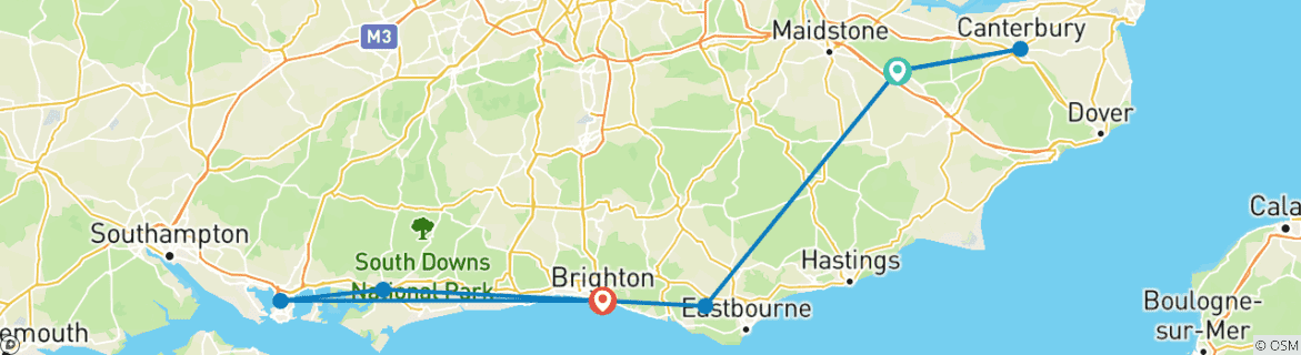 Image d'une carte montrant l'itinéraire du circuit