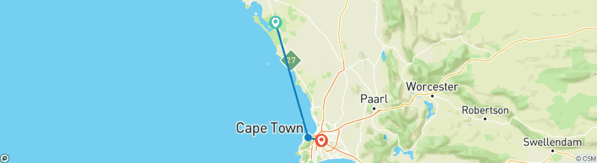 Carte du circuit Le Cap - 3 jours de balade en hélicoptère&Cape Point&Essai de vin