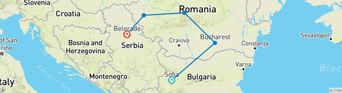 Image d'une carte montrant l'itinéraire du circuit