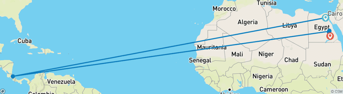 Image d'une carte montrant l'itinéraire du circuit
