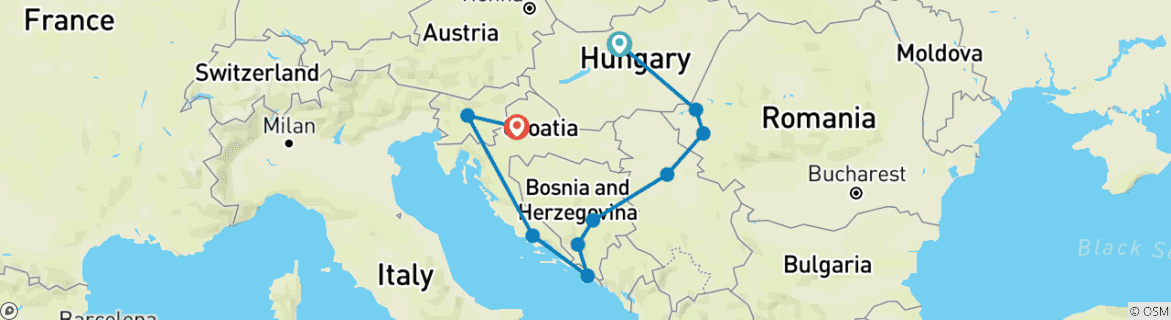 Karte mit der Reiseroute