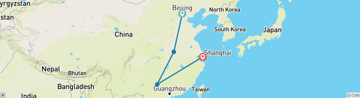 Foto van een kaart met de route van de rondreis