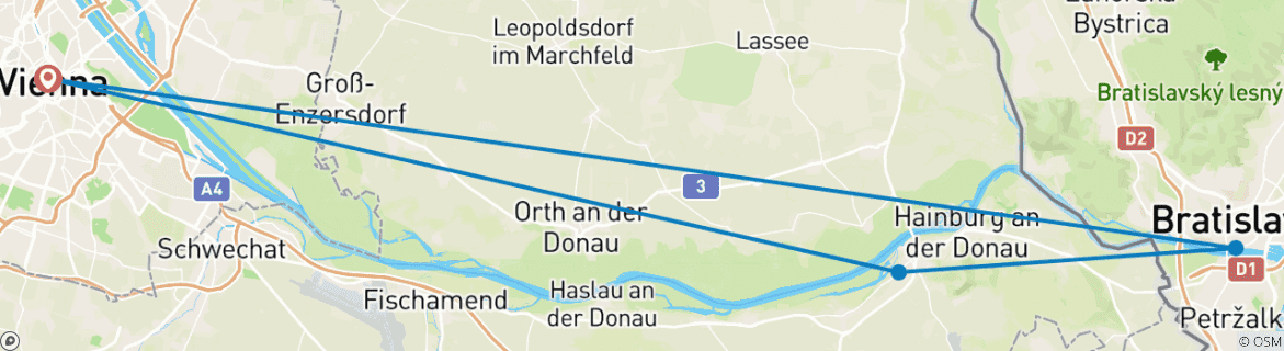 Foto van een kaart met de route van de rondreis