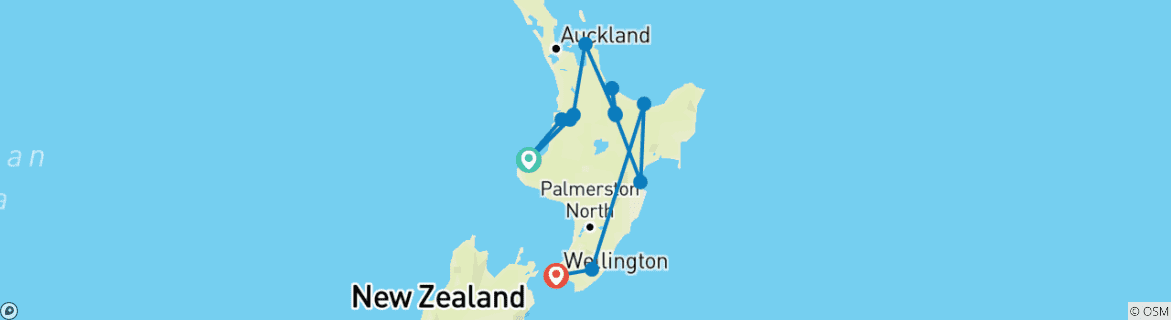 Image d'une carte montrant l'itinéraire du circuit