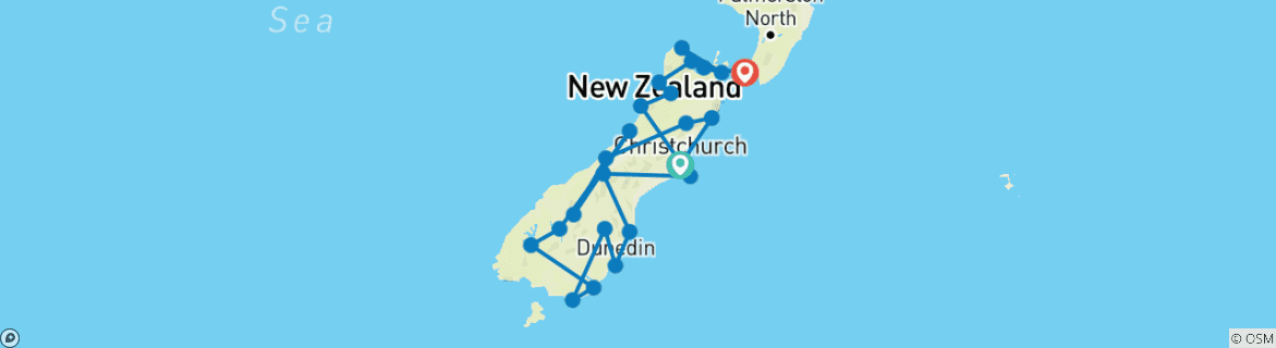 Image d'une carte montrant l'itinéraire du circuit