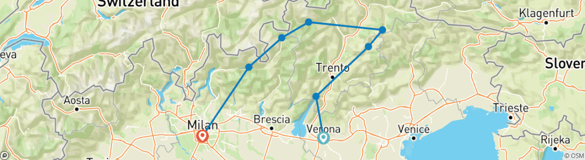 Image d'une carte montrant l'itinéraire du circuit