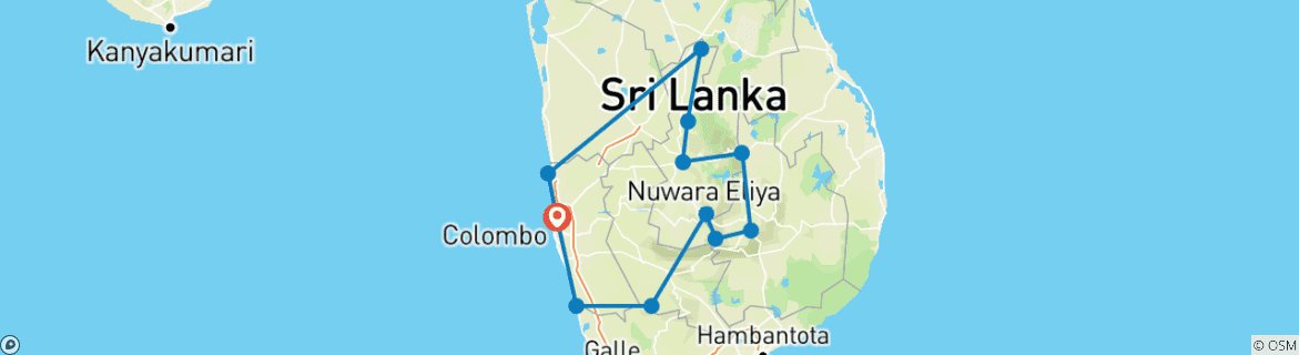 Image d'une carte montrant l'itinéraire du circuit