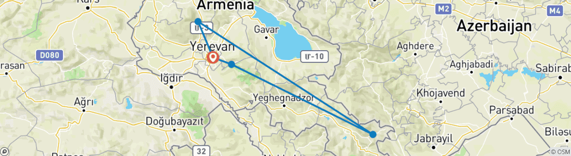 Image d'une carte montrant l'itinéraire du circuit