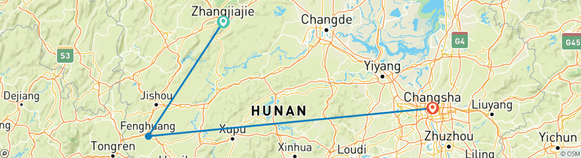 Image d'une carte montrant l'itinéraire du circuit