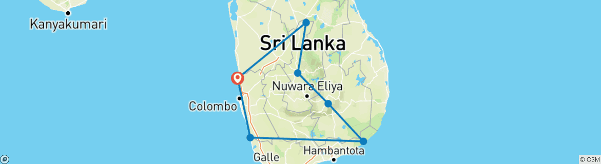 Image d'une carte montrant l'itinéraire du circuit