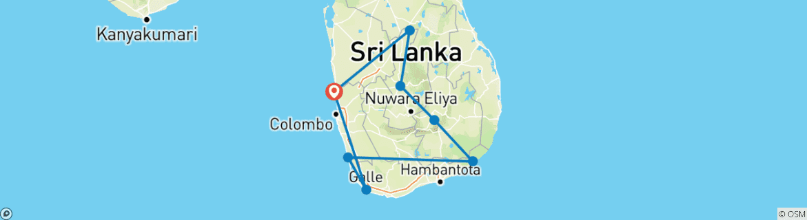 Foto van een kaart met de route van de rondreis