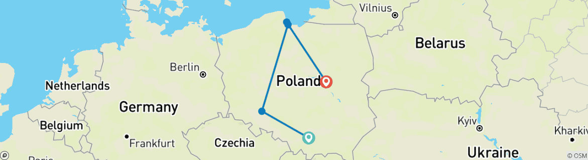 Image d'une carte montrant l'itinéraire du circuit