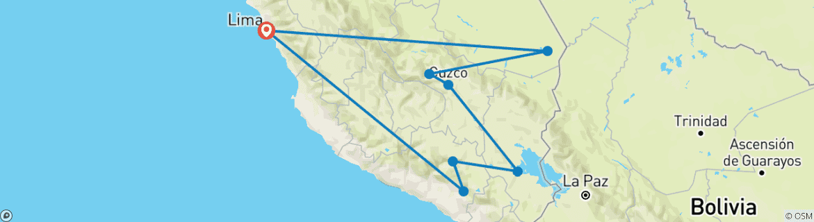 Image d'une carte montrant l'itinéraire du circuit