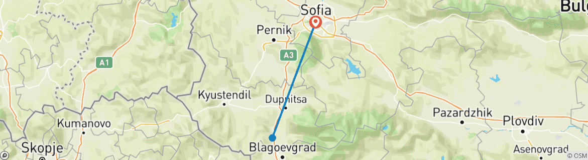 Image d'une carte montrant l'itinéraire du circuit