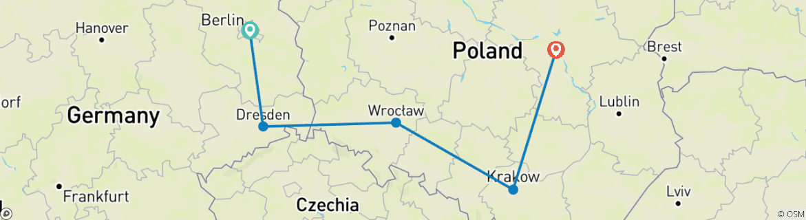 Image d'une carte montrant l'itinéraire du circuit