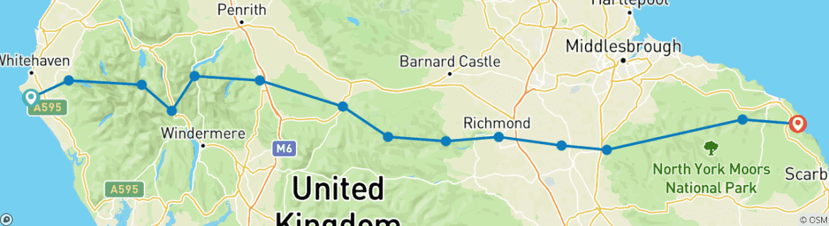 Foto van een kaart met de route van de rondreis