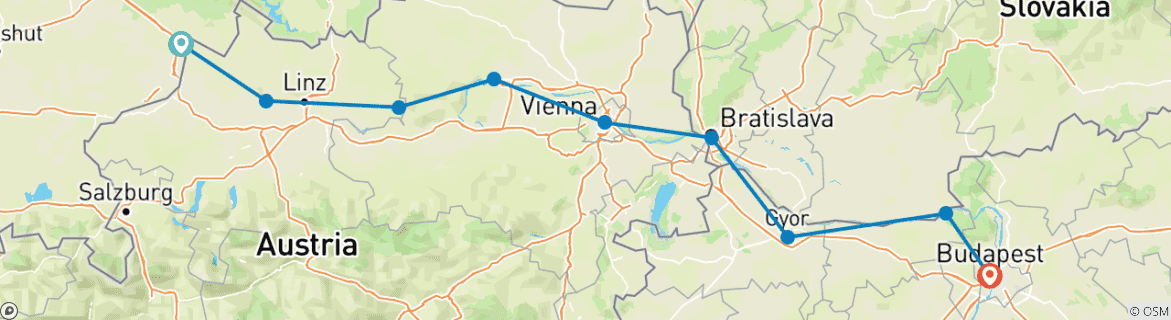 Foto van een kaart met de route van de rondreis