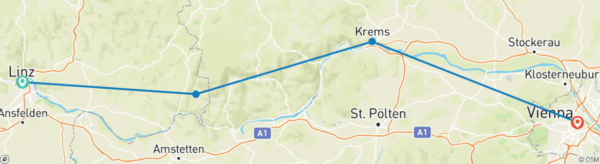 Foto van een kaart met de route van de rondreis