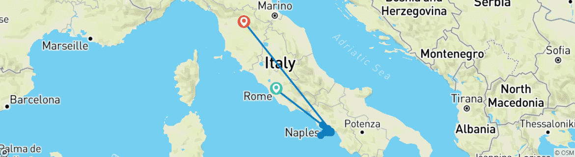 Carte du circuit Trésors italiens : Rome, Sorrente et Florence