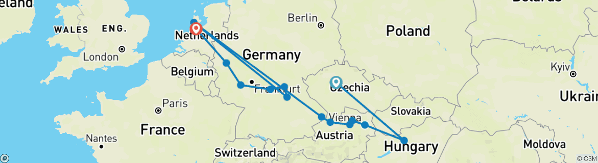 Karte mit der Reiseroute