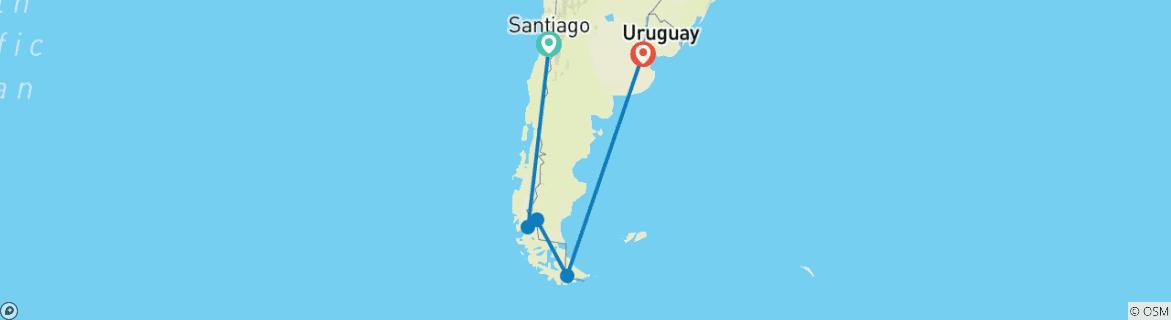 Foto van een kaart met de route van de rondreis