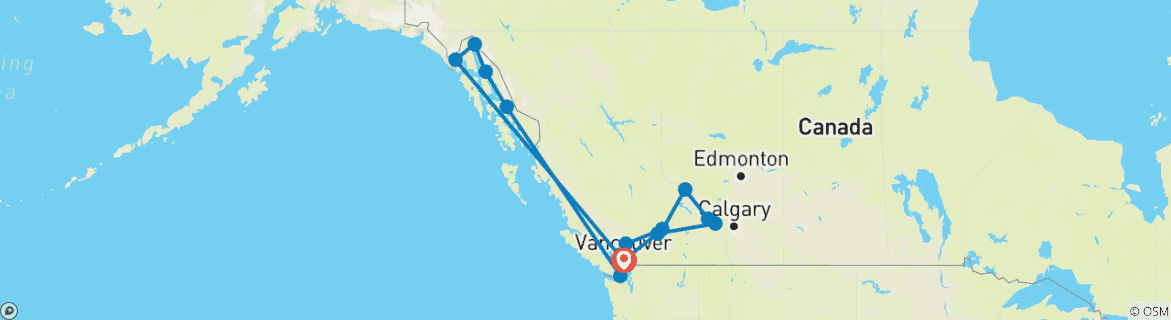 Image d'une carte montrant l'itinéraire du circuit