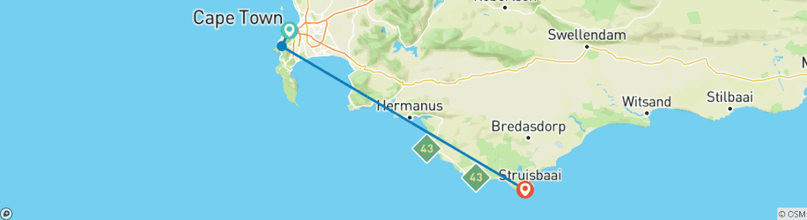 Image d'une carte montrant l'itinéraire du circuit