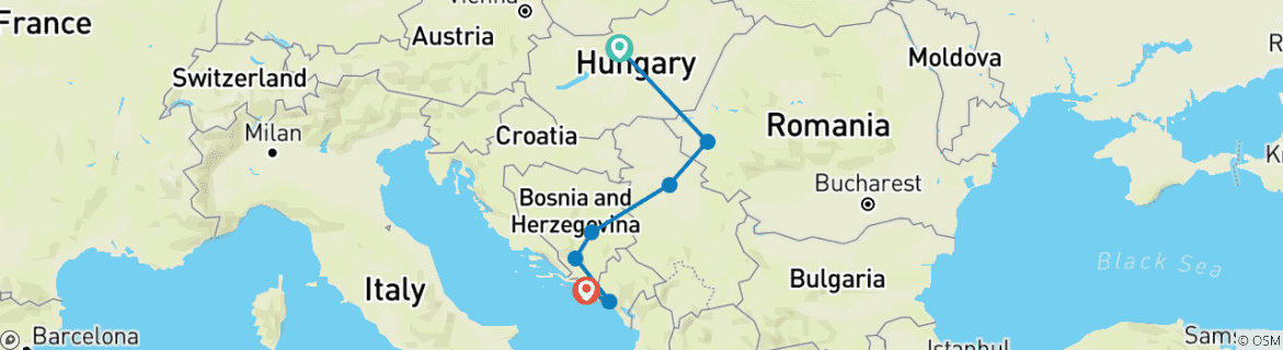 Foto van een kaart met de route van de rondreis