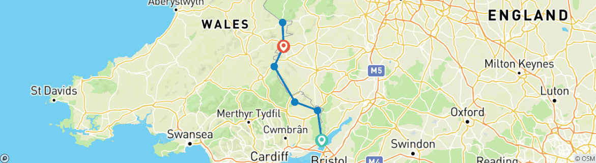 Image d'une carte montrant l'itinéraire du circuit