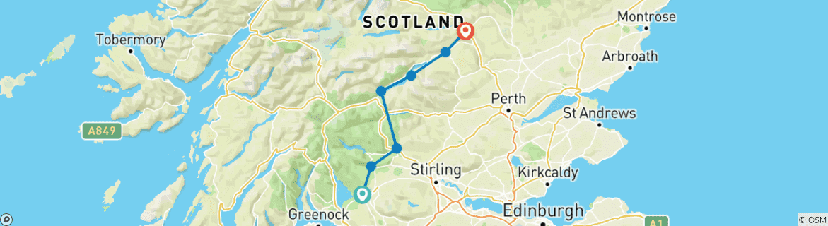 Image d'une carte montrant l'itinéraire du circuit