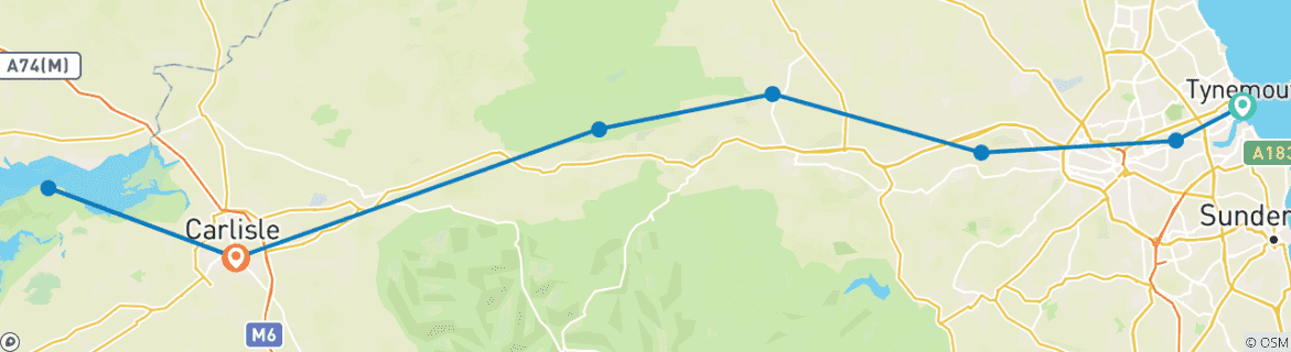 Karte mit der Reiseroute