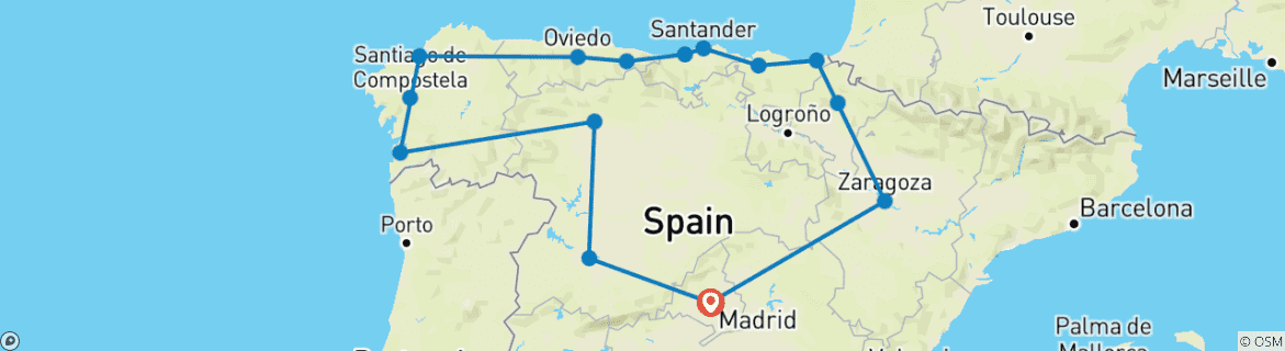 Image d'une carte montrant l'itinéraire du circuit