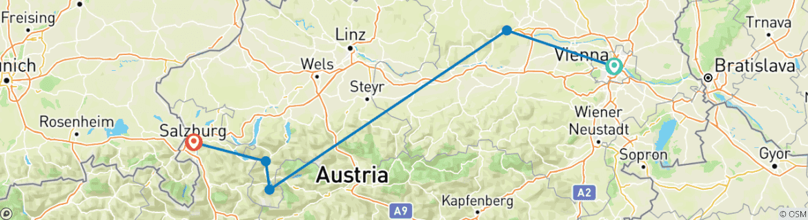 Image d'une carte montrant l'itinéraire du circuit