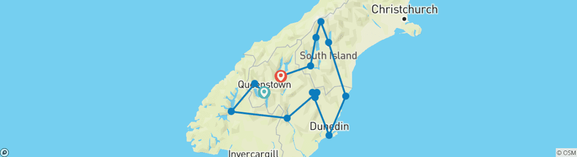 Image d'une carte montrant l'itinéraire du circuit